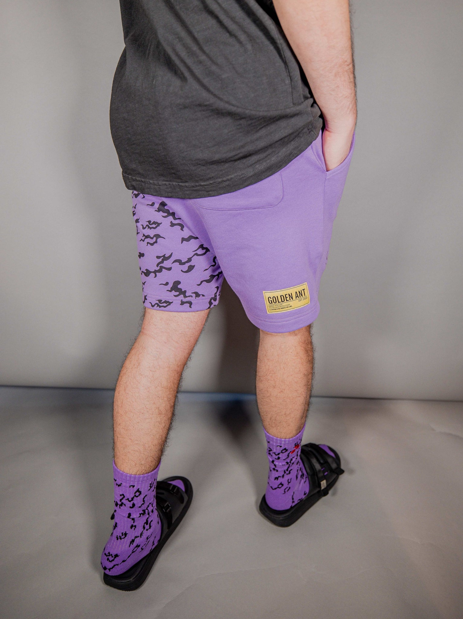Naruto Sasuke Curse Mark Shorts Streetwear Fashion Anime Cosplay Purple