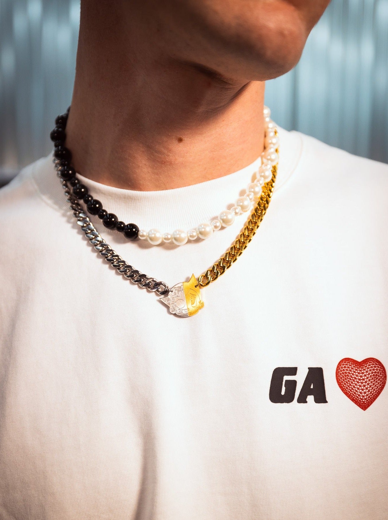 【as\"on】ASON TRAIN NECKLACE METAL Zeo and Turbo Double-sided Coin Necklace Gift Tommy's