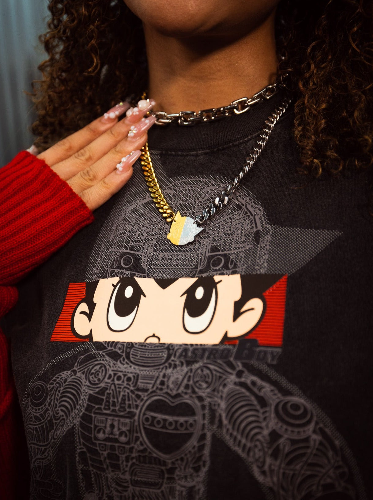 Astro Boy Double Sided Two-Toned Cuban Link Necklace